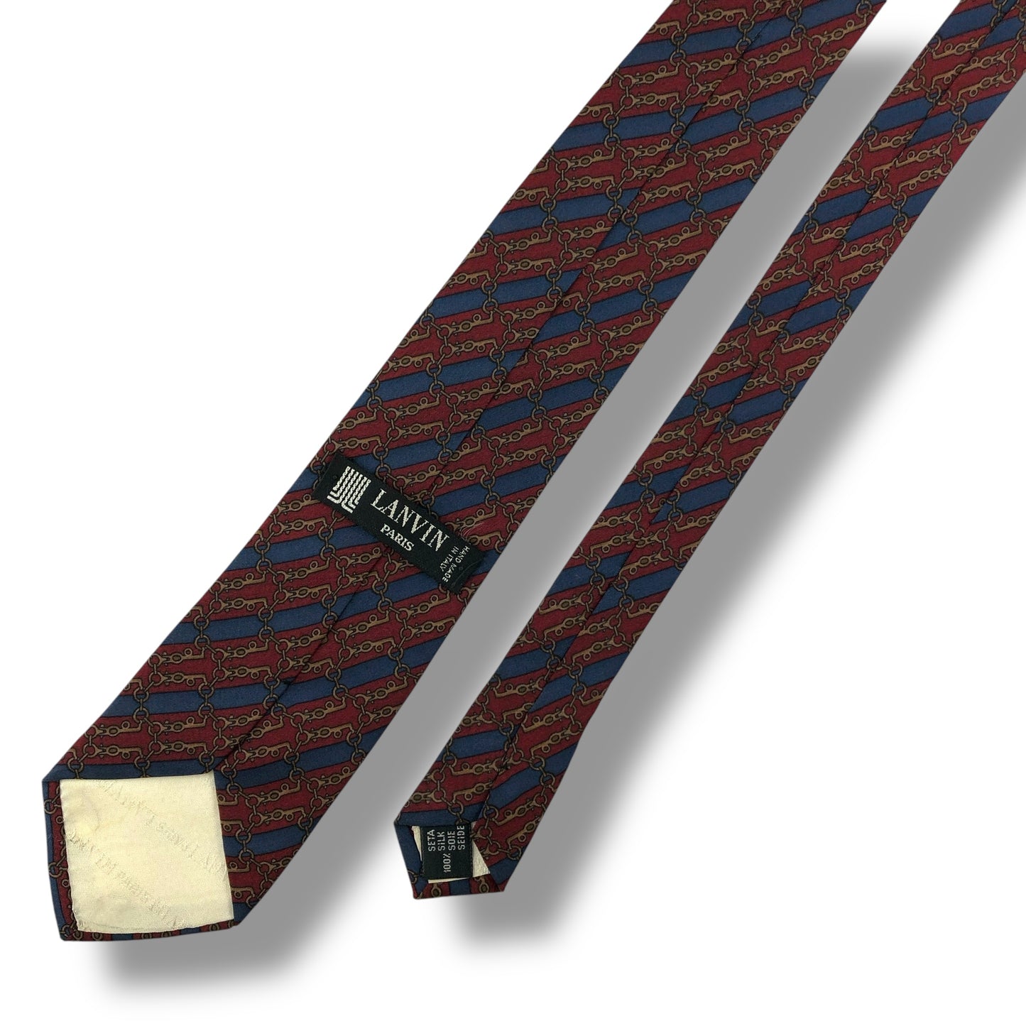 【7137】 良品！ランバン　ネクタイ　レッド系