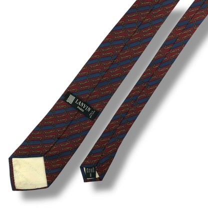 【7137】 良品！ランバン　ネクタイ　レッド系