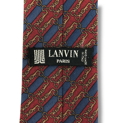 【7137】 良品！ランバン　ネクタイ　レッド系