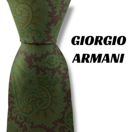 【7138】良品！ジョルジオアルマーニ　ネクタイ　グリーン系
