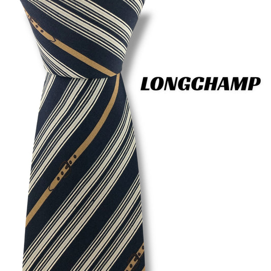 【7139】良品！ロンシャン　ネクタイ　ネイビー系　
