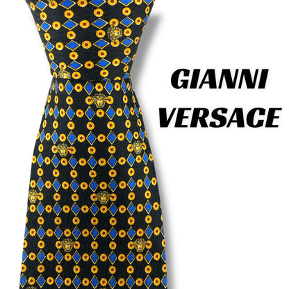 【7144】良品！ヴェルサーチ　ネクタイ　ネイビー系　メデューサ柄
