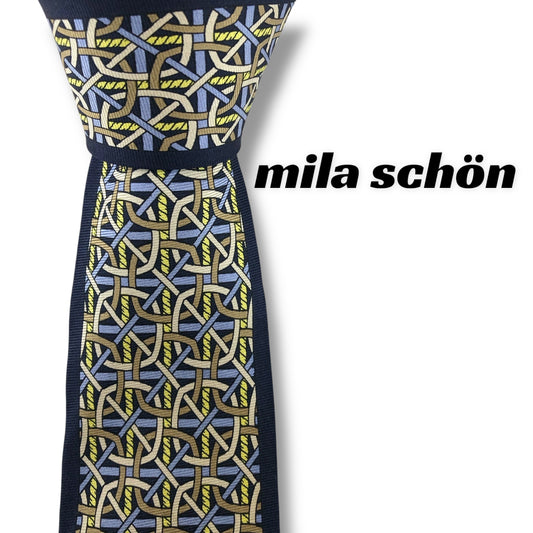 【7146】美品！ミラショーン　ネクタイ　ネイビー系