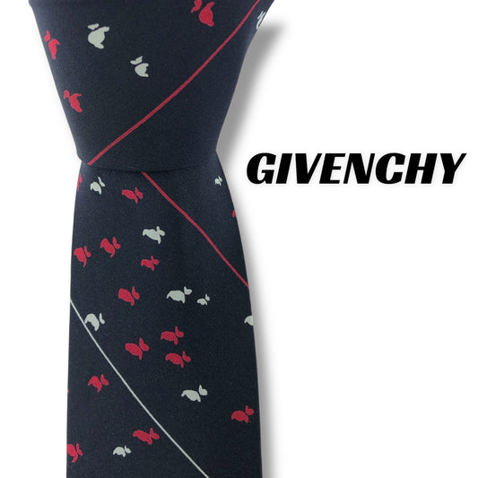 【7147】良品！ジバンシー　ネクタイ　ダークネイビー系