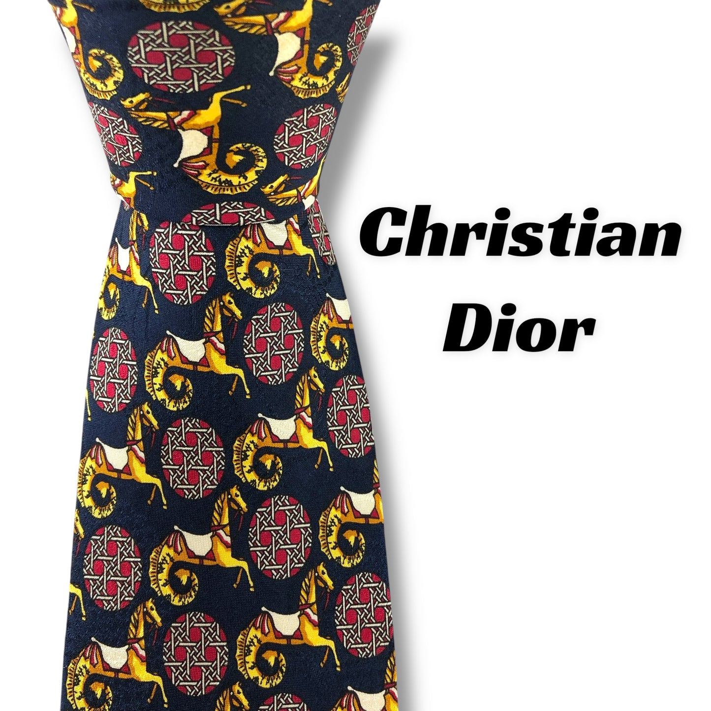 【7148】美品！クリスチャンディオール　ネクタイ　ネイビー系