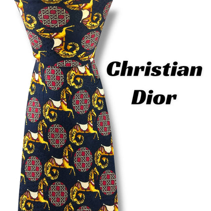 【7148】美品！クリスチャンディオール　ネクタイ　ネイビー系