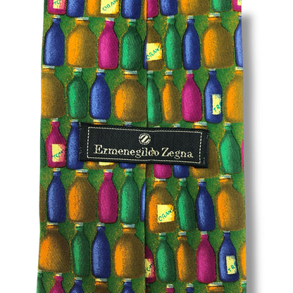 【7150】美品！エルメネジルドゼニア　ネクタイ　グリーン系　ボトル柄