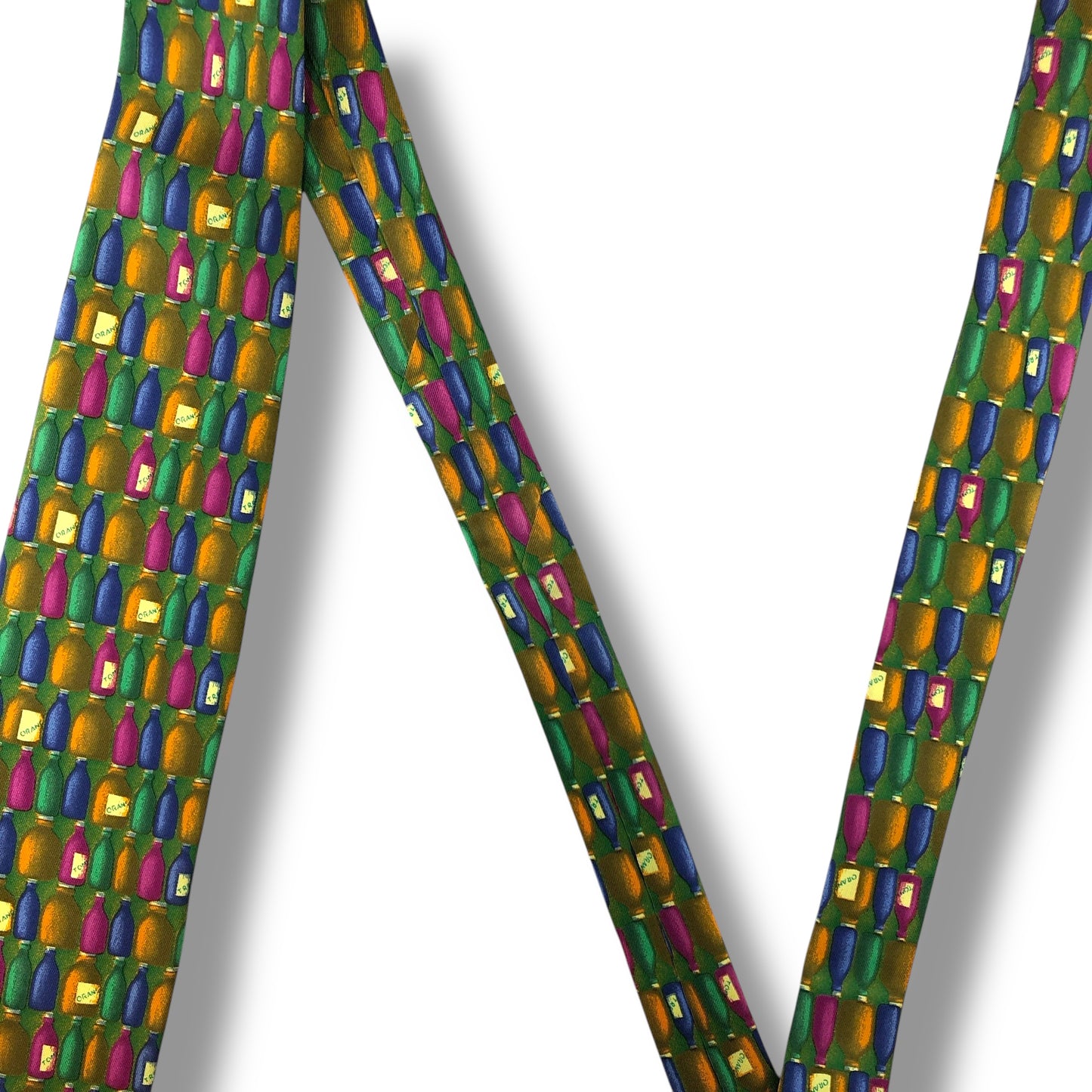 【7150】美品！エルメネジルドゼニア　ネクタイ　グリーン系　ボトル柄