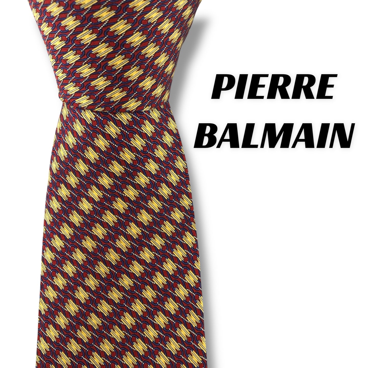 【7155】美品！ピエールバルマン　ネクタイ　レッド系