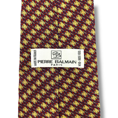 【7155】美品！ピエールバルマン　ネクタイ　レッド系