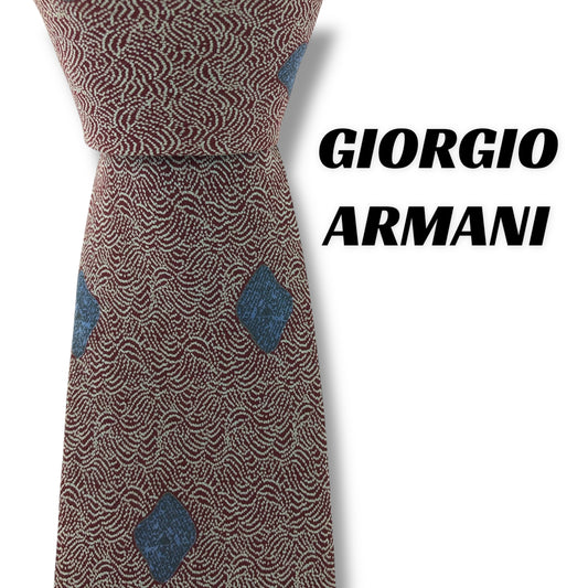 【7158】美品！ジョルジオアルマーニ　ネクタイ　ボルドー系