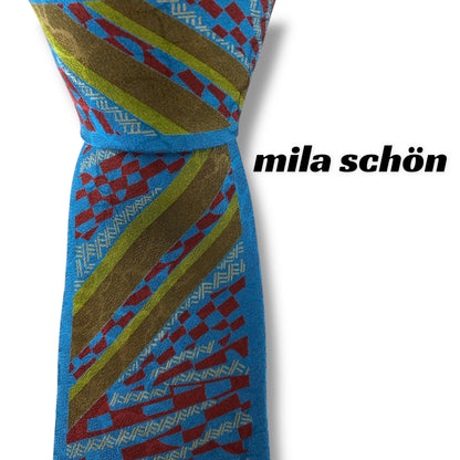 【7160】良品！ミラショーン　ネクタイ　水色系