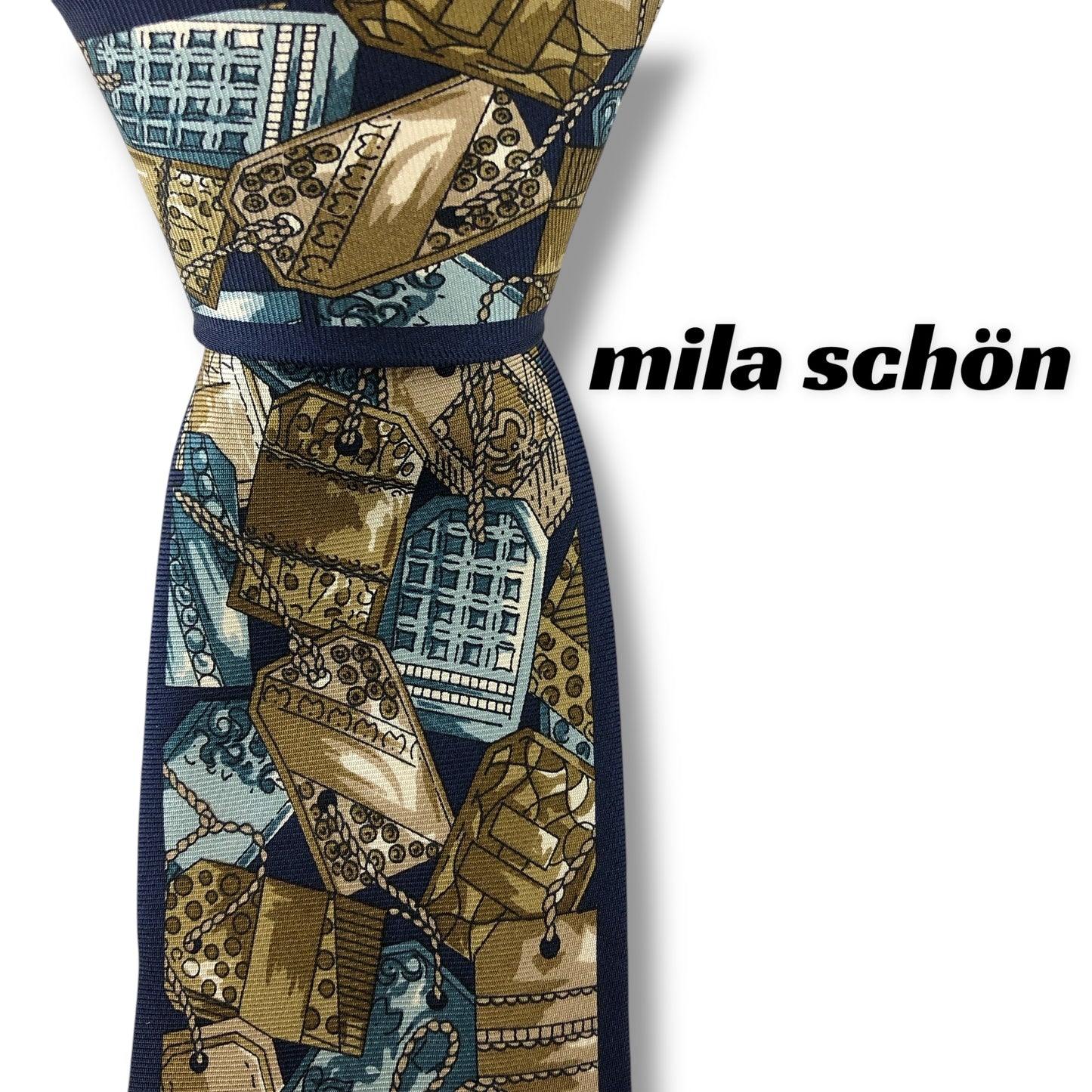 【7161】美品！ミラショーン　ネクタイ　タグ柄