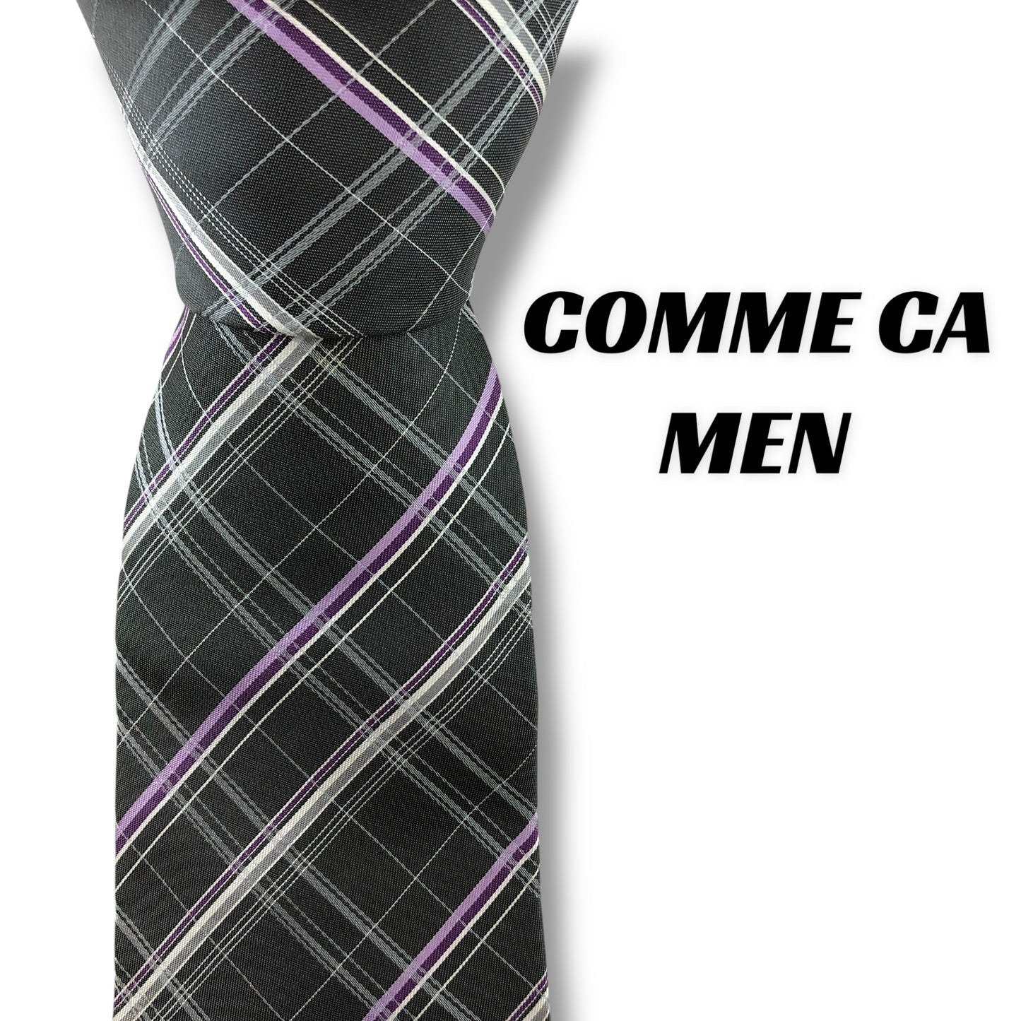 【7162】良品！コムサメン　ネクタイ　グレー系