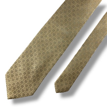 【7166】美品！グッチ　ネクタイ　クリーム色系　G柄