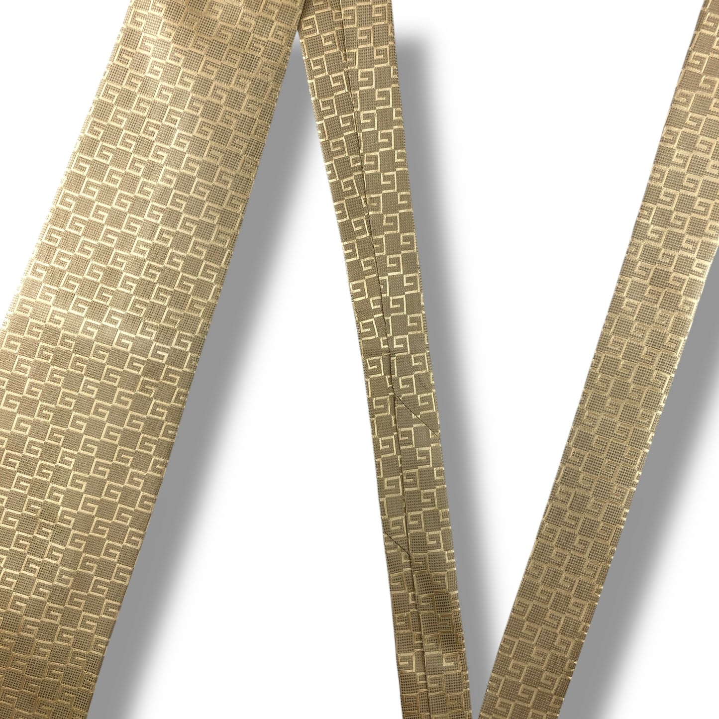 【7166】美品！グッチ　ネクタイ　クリーム色系　G柄