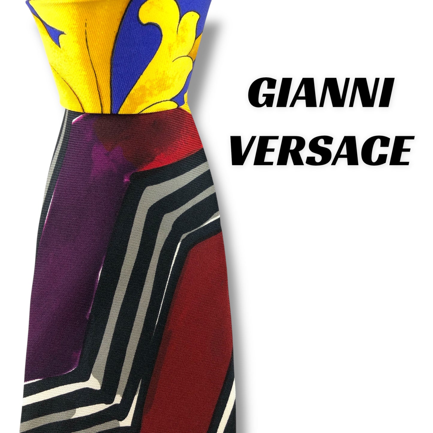 【7169】良品！ジャンニヴェルサーチ　ネクタイ　ブルー系　イエロー系