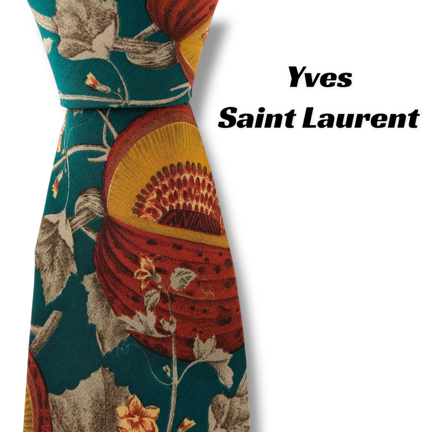 【7170】美品！イヴサンローラン　ネクタイ　グリーン系