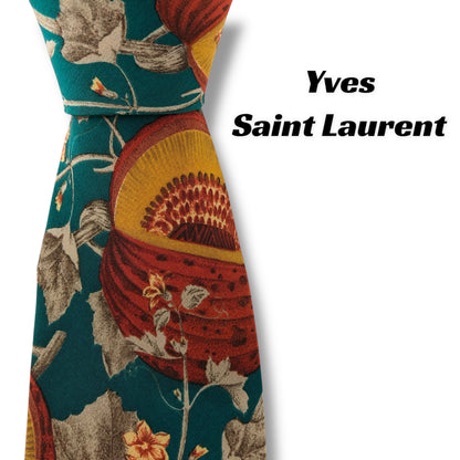 【7170】美品！イヴサンローラン　ネクタイ　グリーン系