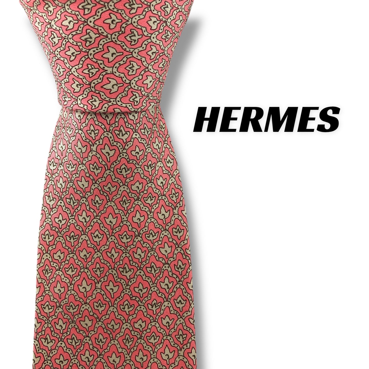 【7173】美品！エルメス　ネクタイ　ピンク系