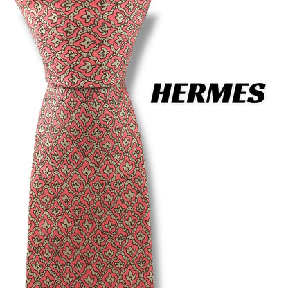 【7173】美品！エルメス　ネクタイ　ピンク系