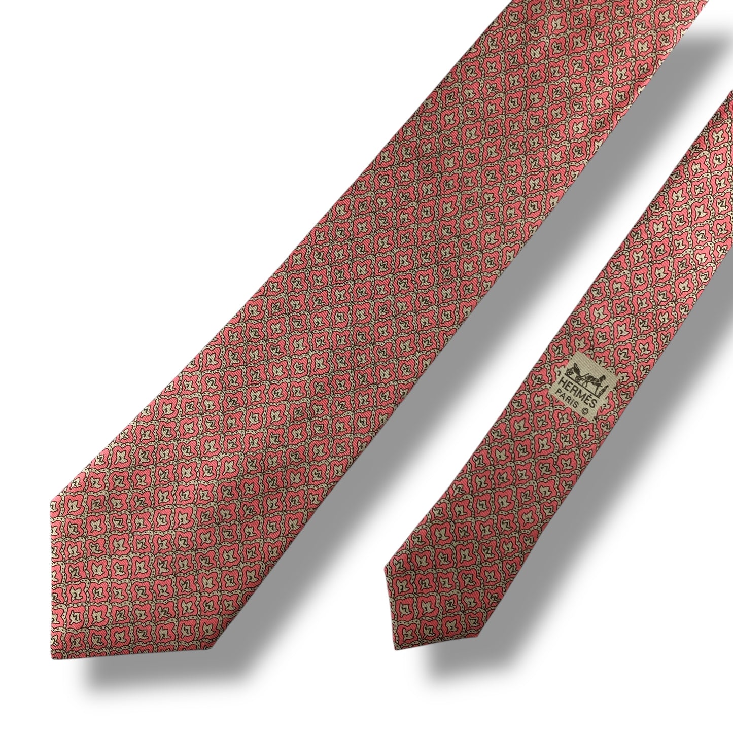 【7173】美品！エルメス　ネクタイ　ピンク系