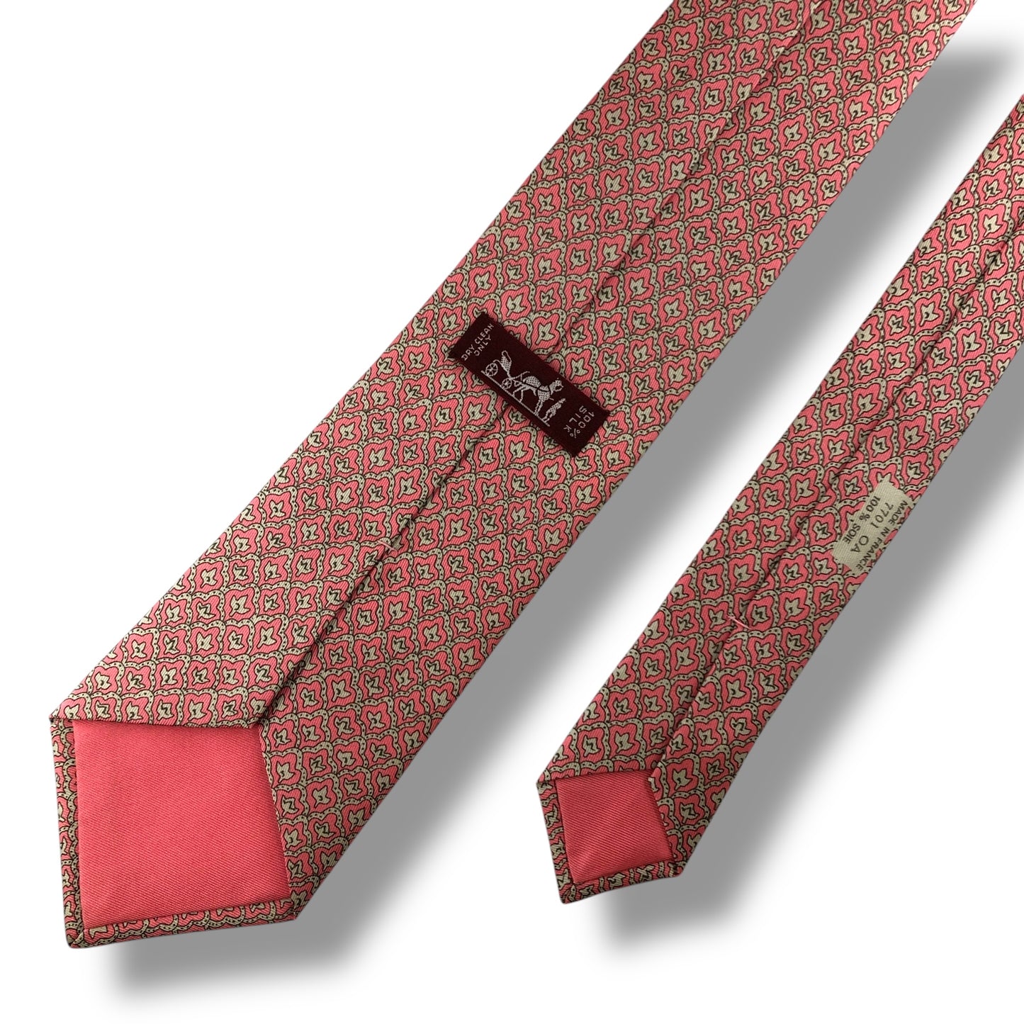 【7173】美品！エルメス　ネクタイ　ピンク系