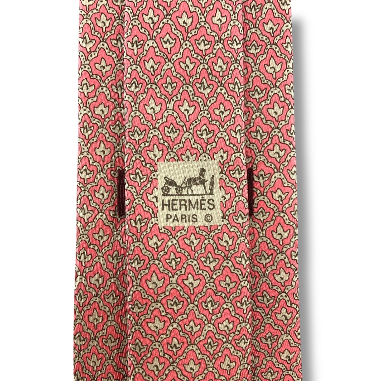 【7173】美品！エルメス　ネクタイ　ピンク系