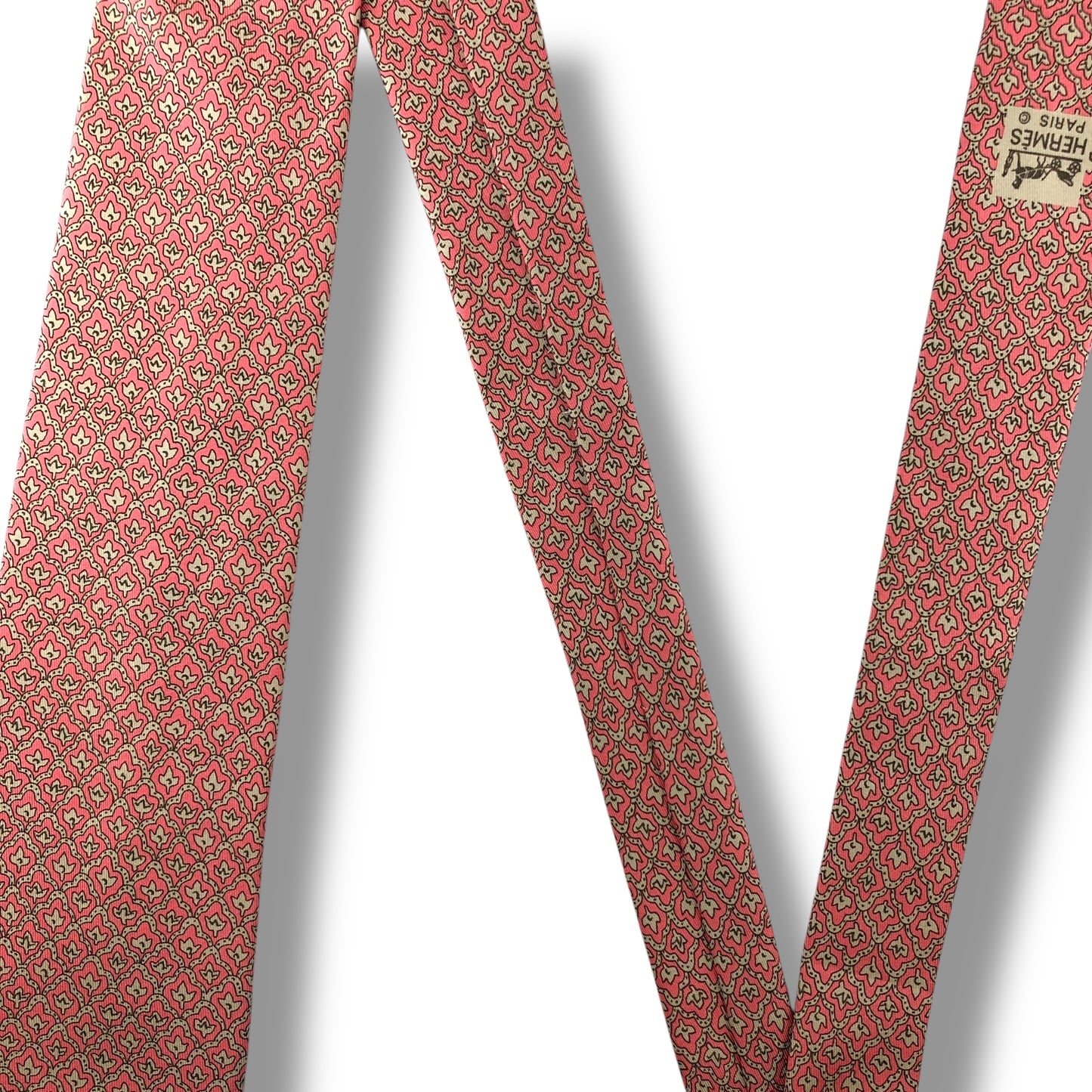 【7173】美品！エルメス　ネクタイ　ピンク系