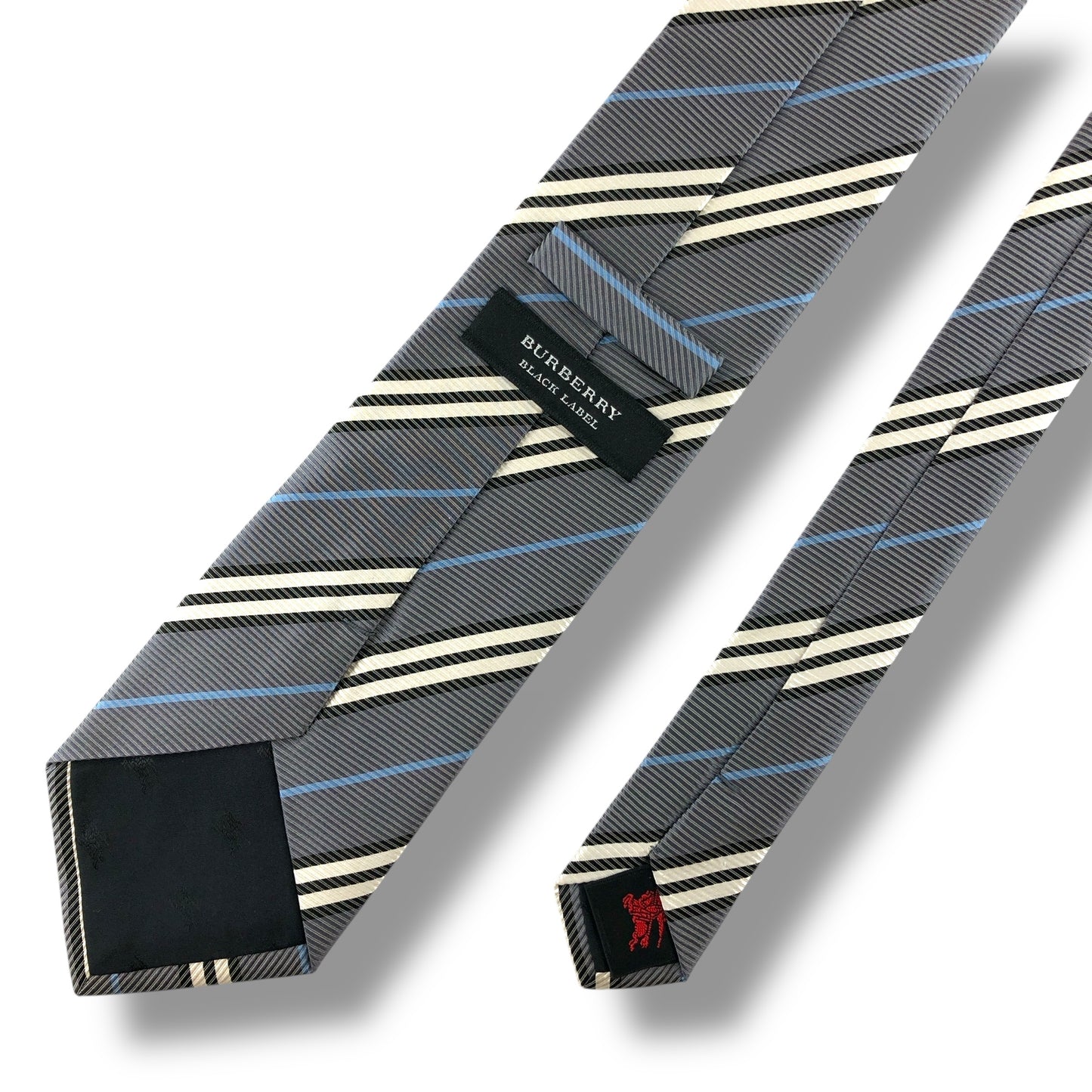 【7174】美品！バーバリー　ネクタイ　水色系　ストライプ柄