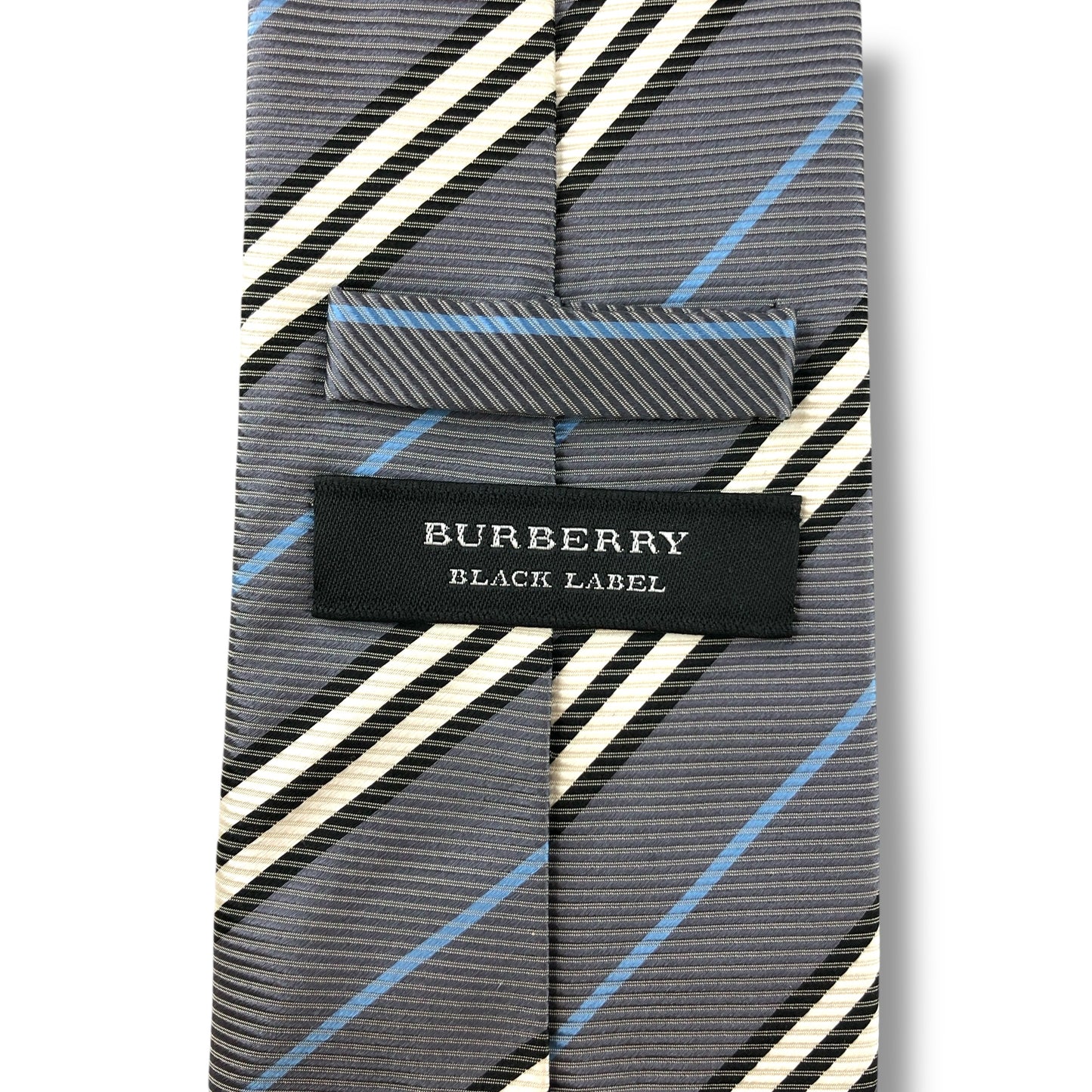 【7174】美品！バーバリー　ネクタイ　水色系　ストライプ柄