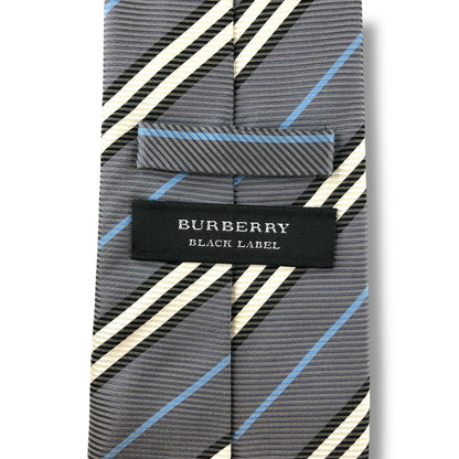 【7174】美品！バーバリー　ネクタイ　水色系　ストライプ柄