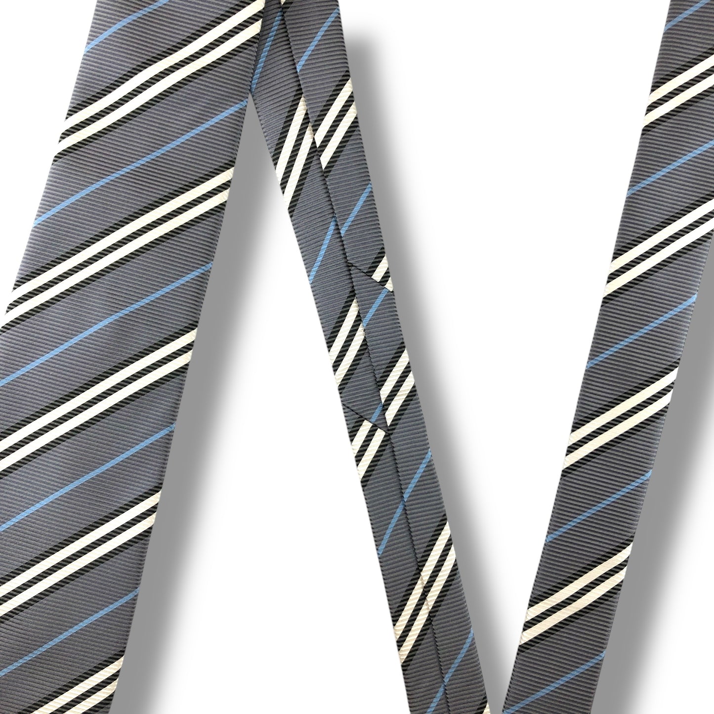 【7174】美品！バーバリー　ネクタイ　水色系　ストライプ柄