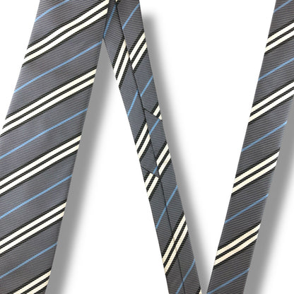 【7174】美品！バーバリー　ネクタイ　水色系　ストライプ柄