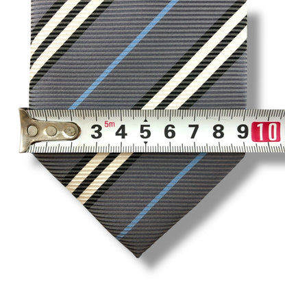 【7174】美品！バーバリー　ネクタイ　水色系　ストライプ柄