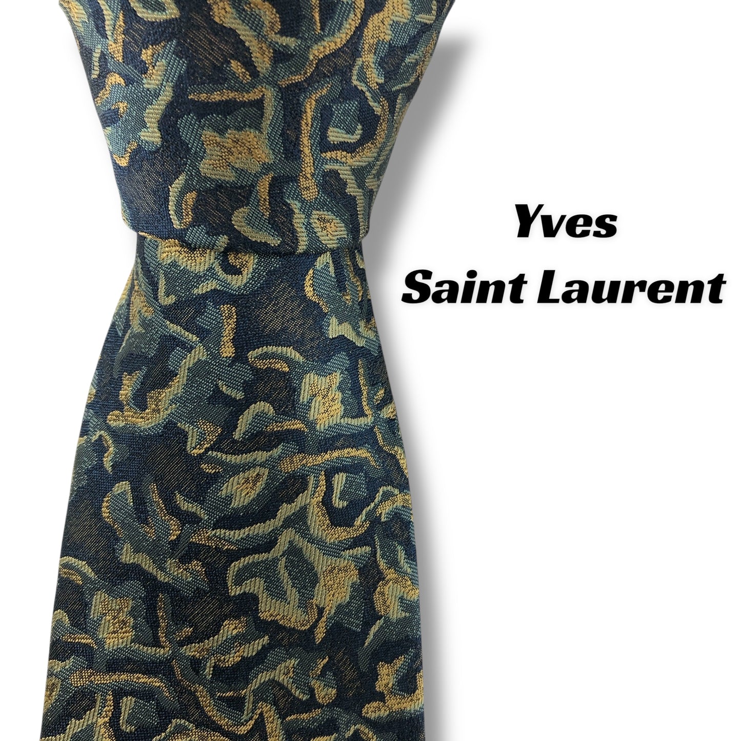 【7177】美品！イヴサンローラン　ネクタイ　グリーン系