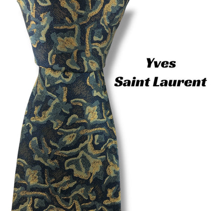 【7177】美品！イヴサンローラン　ネクタイ　グリーン系