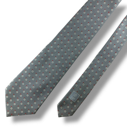 【7178】美品！シャネル　ネクタイ　グレー・水色系　ココマーク