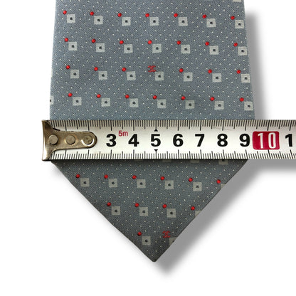 【7178】美品！シャネル　ネクタイ　グレー・水色系　ココマーク