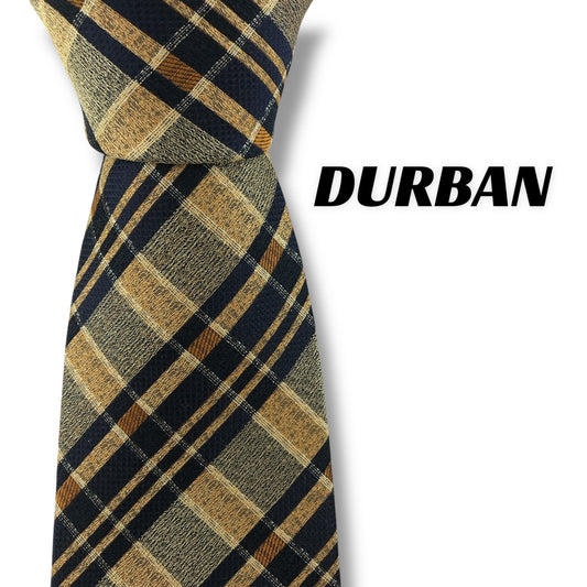 【7183】美品ー良品！ダーバン　ネクタイ　ネイビー×オレンジ系