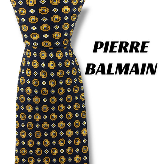 【7184】美品！ピエールバルマン　ネクタイ　ネイビー系