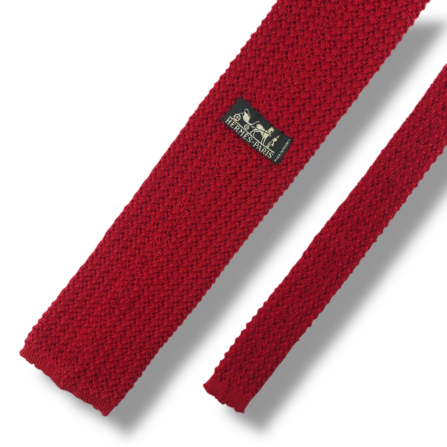 【7189】良品！エルメス　ネクタイ　レッド系　ニットタイ