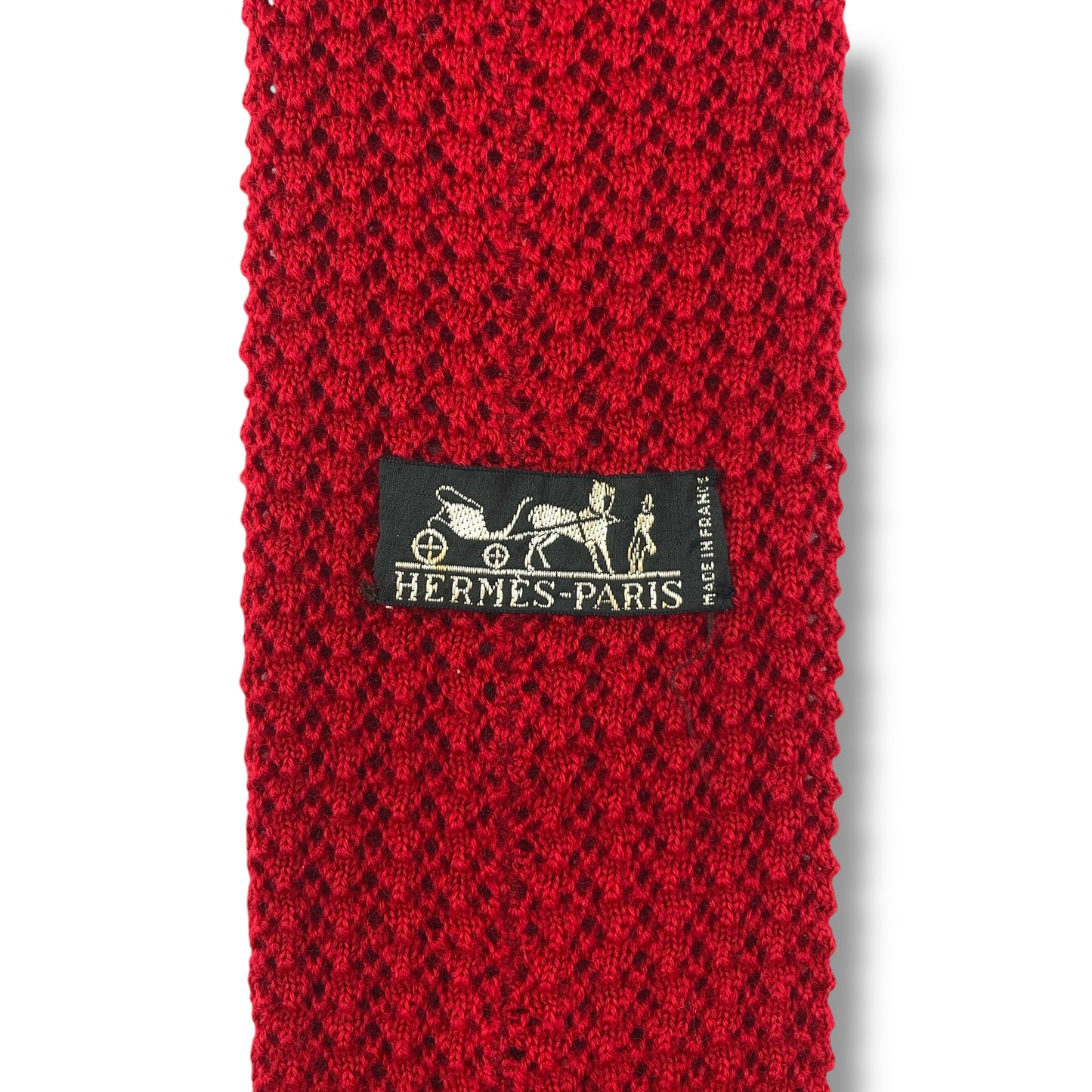 【7189】良品！エルメス　ネクタイ　レッド系　ニットタイ