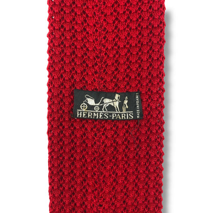 【7189】良品！エルメス　ネクタイ　レッド系　ニットタイ