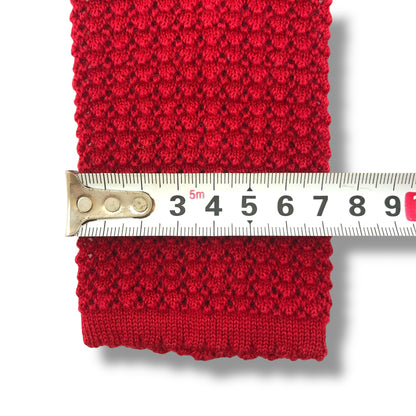 【7189】良品！エルメス　ネクタイ　レッド系　ニットタイ