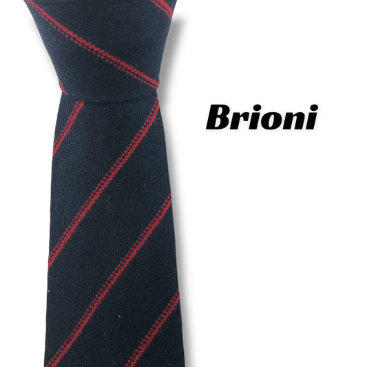 【7195】美品！ブリオーニ　ネクタイ　ネイビー系