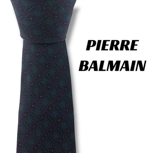 【7199】美品！ピエールバルマン　ネクタイ　パープル系　ブルー系