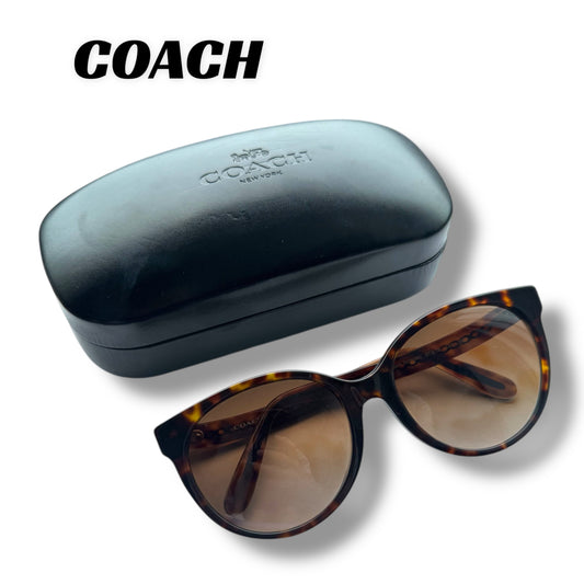 [14] In good condition! Coach sunglasses, tortoiseshell pattern, C hardware, brown 