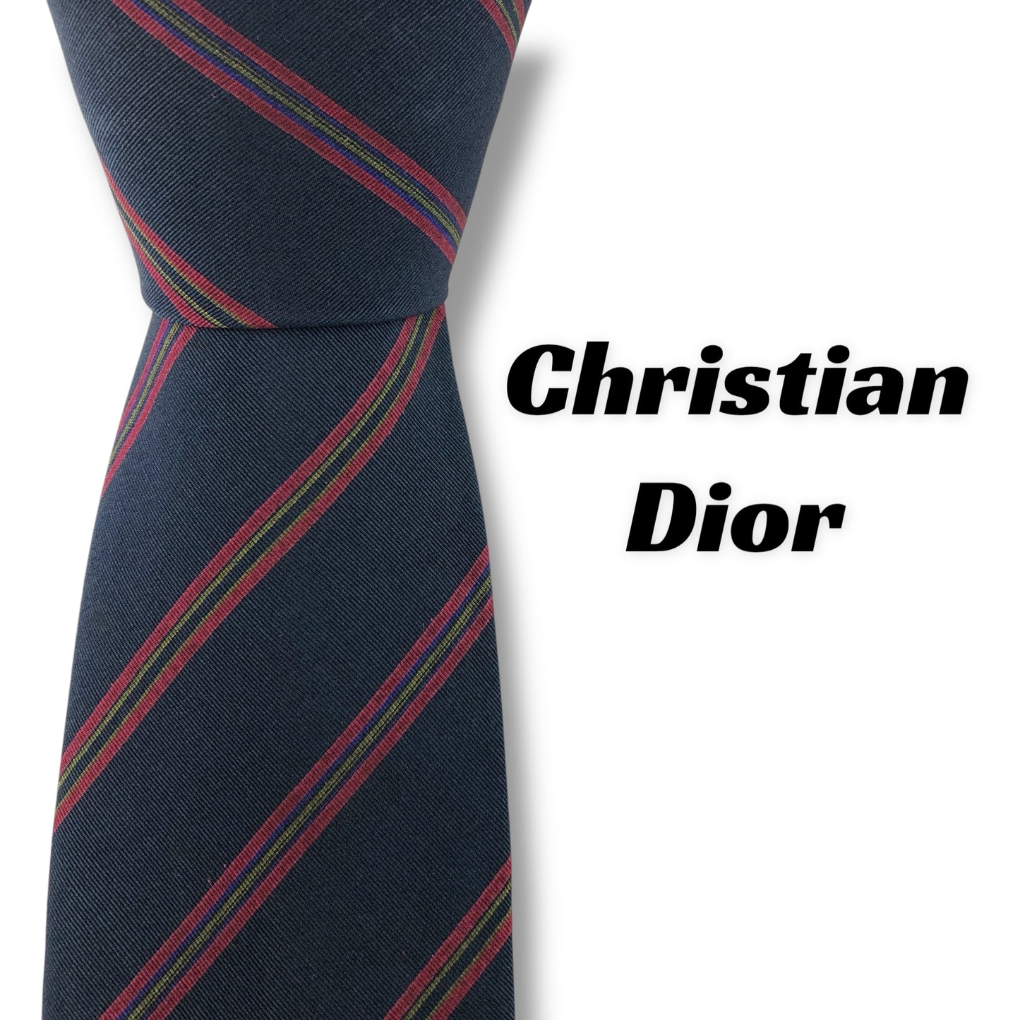 【7200】良品！クリスチャンディオール　ネクタイ　ネイビー系