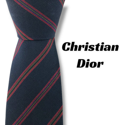 【7200】良品！クリスチャンディオール　ネクタイ　ネイビー系